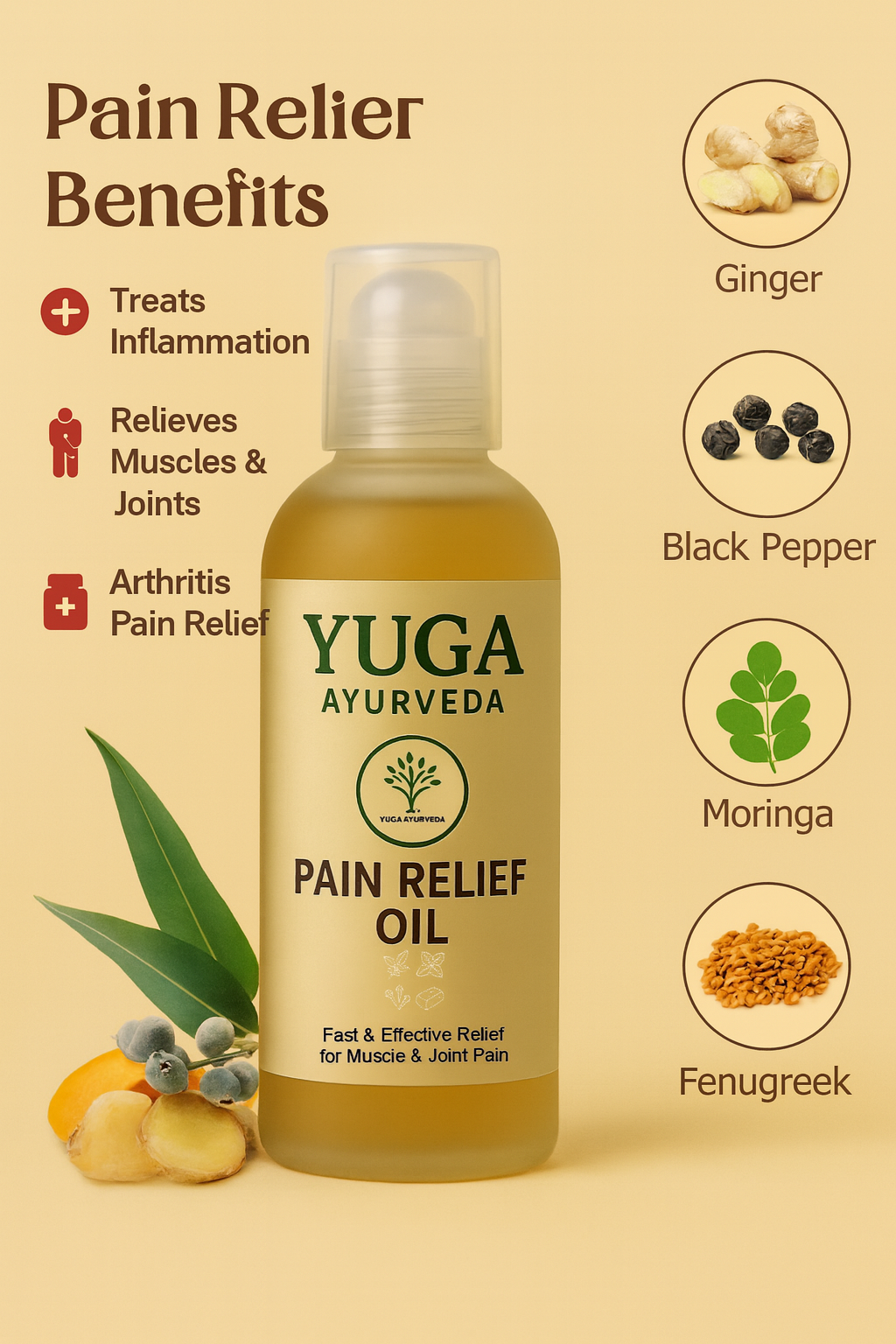 Best Ayurvedic Pain Relief Oil - Relieves Joint, Knee, Arthritis & Muscular Aches Naturally - YUGA AYURVEDA