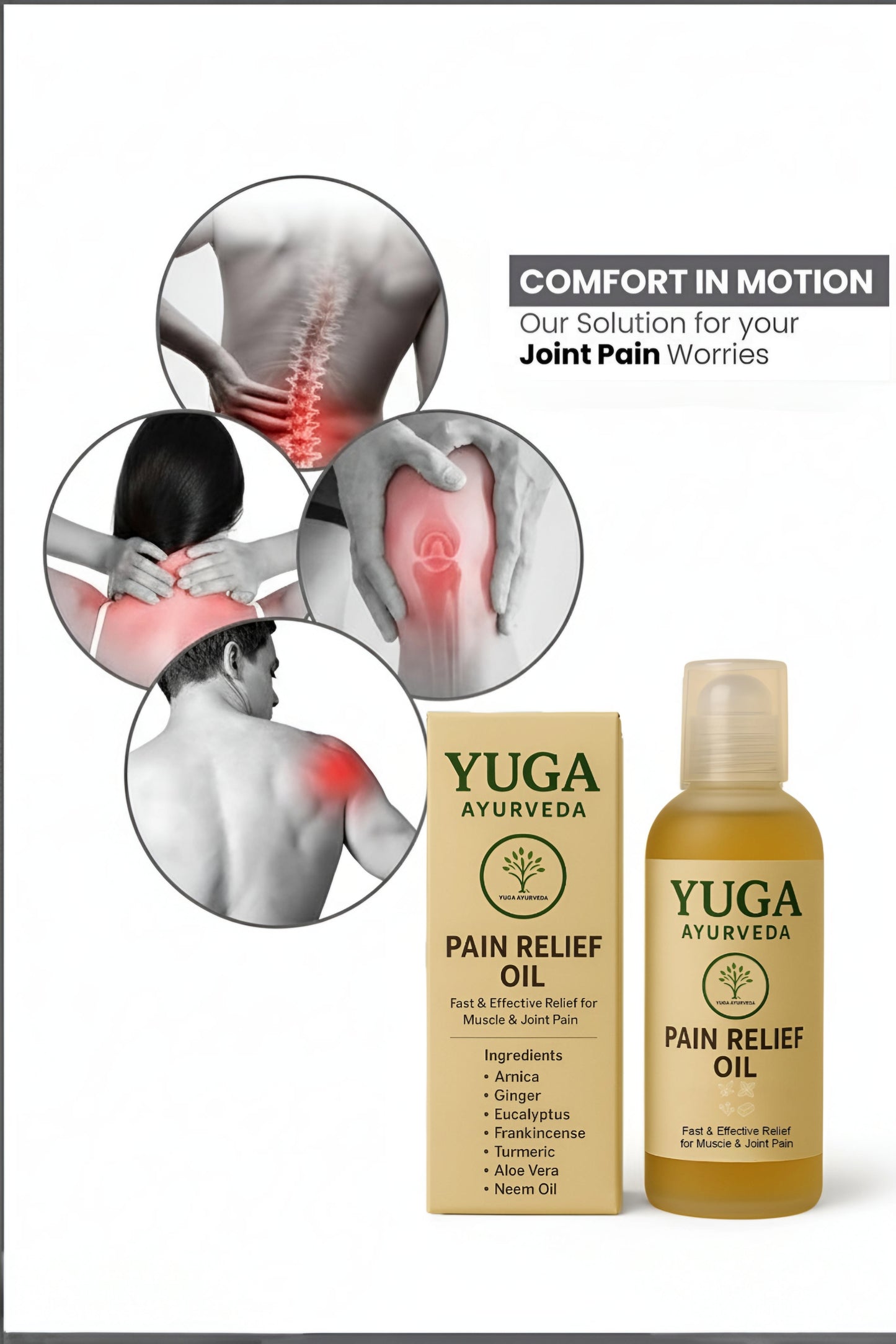 Best Ayurvedic Pain Relief Oil - Relieves Joint, Knee, Arthritis & Muscular Aches Naturally - YUGA AYURVEDA