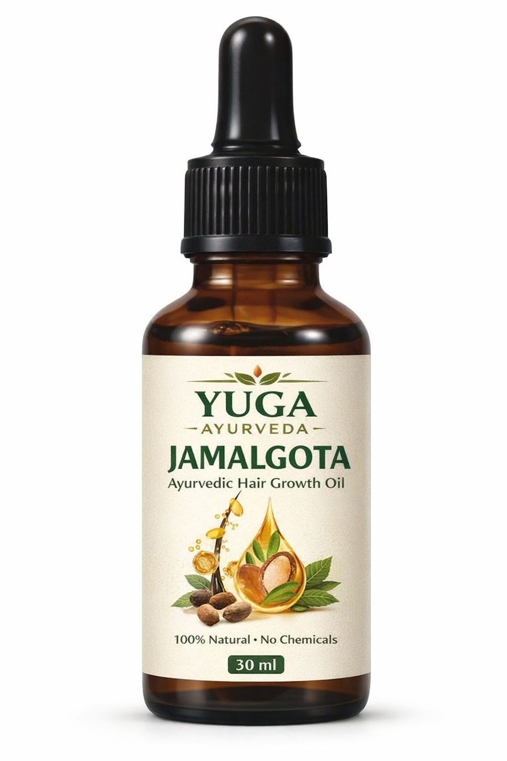 YUGA AYURVEDA Jamalgota Hair Growth Oil | Ayurvedic Hairs Growth Oil | With Amla, Yastimadhu, Camphor, Rosemary, Jatamansi & Bhringraj - 30ml